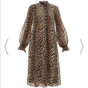Ganni pleated leopard dress size XS New with tags